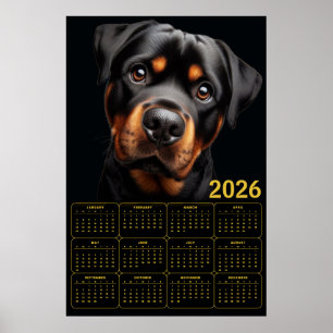 Poster Calendário Ousado do Rottweiler 2026