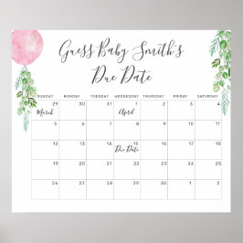 Poster Calendário P de Data de Nascimento do Bebê Eucalip