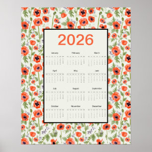 Poster Calendário Papoulas Laranja 2026