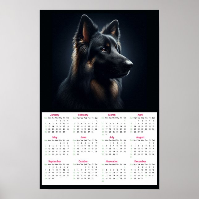 Poster Calendário Pastor Alemão 2025 (Frente)