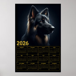 Poster Calendário Pastor Alemão 2026 – Retrato Ousado