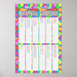 Poster Calendário Perpetuo de Aniversário Customizado com