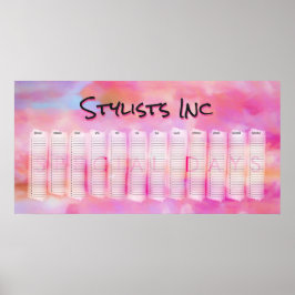 Pôster Calendário Perpétuo Personalizado Abstrato em Aqua