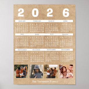 Poster Calendário Personalizado 2026 Colagem de Fotos da 