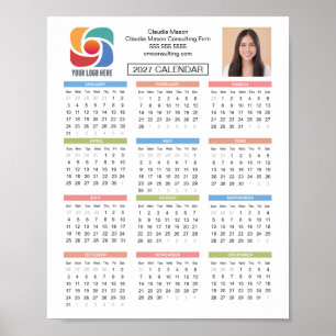 Poster Calendário Personalizado 2027 Logo Empresarial da