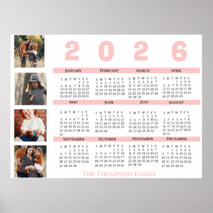 Poster Calendário Personalizado Colagem de Fotos da Famíl