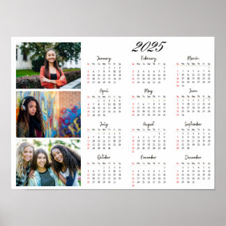 Poster Calendário Personalizado da Família de Colagem de