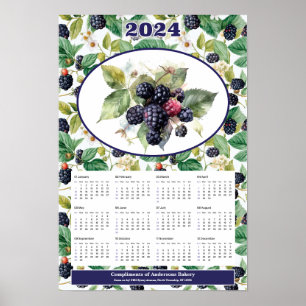 Poster Calendário Personalizado de Amoras de 2024