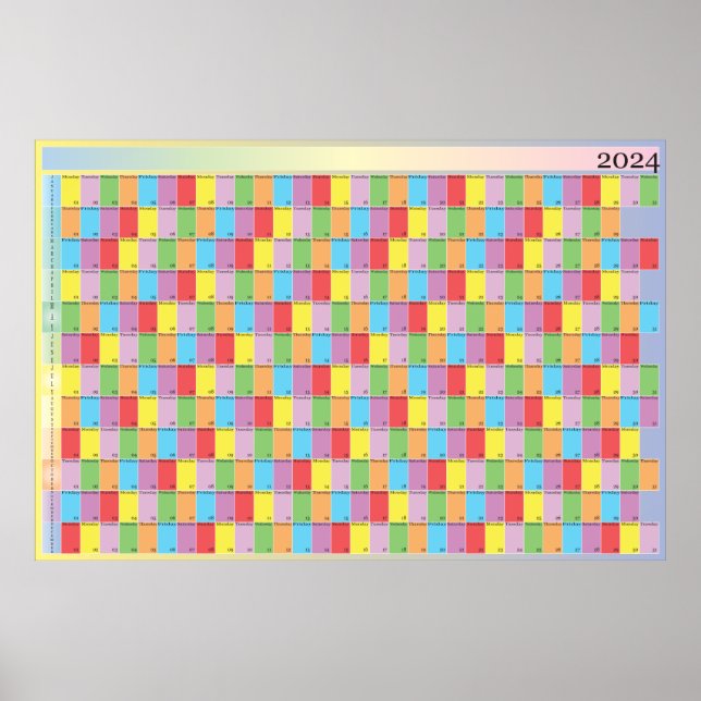 Poster Calendário planejador 2024 para ser personalizado (Frente)