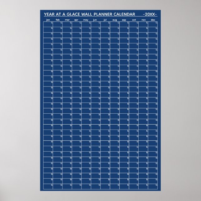 Poster Calendário Planejador Anual na Parede Sem Data (Frente)