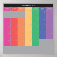 calendário planejador de cores dias de novembro de