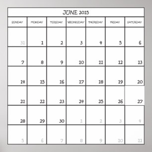 PÔSTER CALENDÁRIO PLANEJADOR DE JUNHO DE 2015