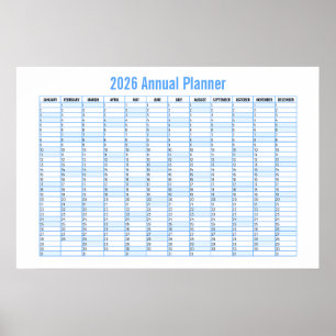 Poster Calendário Planejador de Parede Ano a Vista 2026