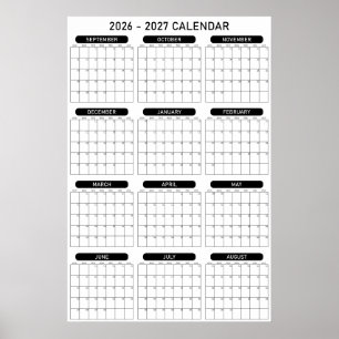 Poster Calendário Planejador de Parede Ano Letivo 2026 -