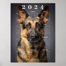 Poster Calendário Purebred German shepherd Dog Photo 2024