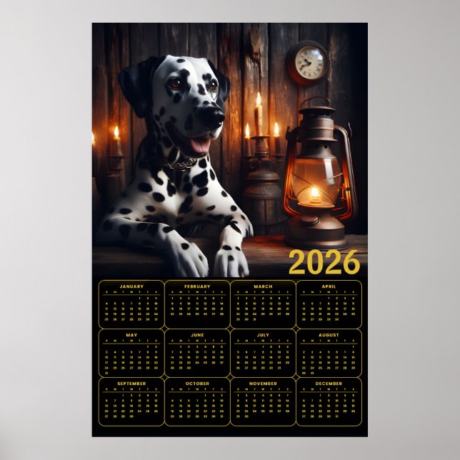 Poster Calendário Rústico Dalmata 2026 (Frente)
