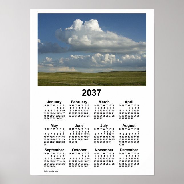 Poster Calendário Sandhills de Nebraska 2037 por Janz Pos (Frente)