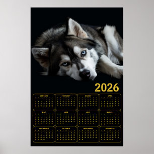 Poster Calendário Siberiano Husky 2026