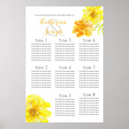 Poster Calendula amarelo Planejador de Assentos de Casame