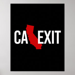 Poster Calexit - saída de Califórnia - branco vermelho