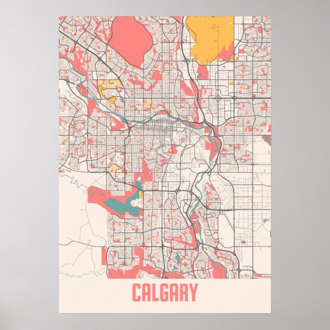 Poster Calgary - Canada Chalk City Map (Frente)