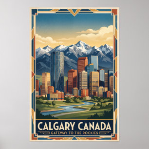 Poster Calgary Canadá Viagem Retro Vintage