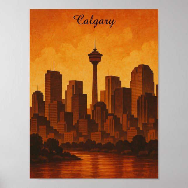 Poster Calgary Canada Viagens vintage CItyscape (Frente)