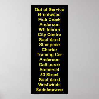 Pôster Calgary CTrain Rollsign