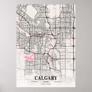 Poster Calgary - Mapa da cidade napolitana do Canadá