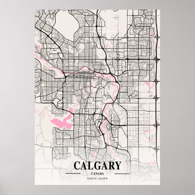 Poster Calgary - Mapa da cidade napolitana do Canadá (Frente)