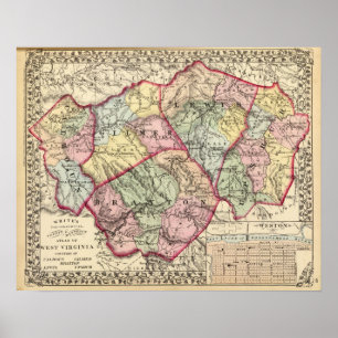 Pôster Calhoun, Gilmer, Braxton, Lewis, províncias de Ups