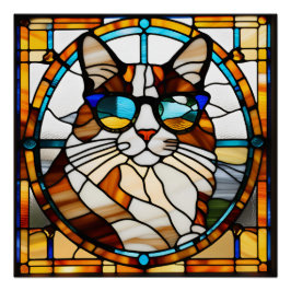 Pôster Calico Cat StainGlass