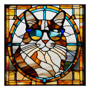Pôster Calico Cat StainGlass