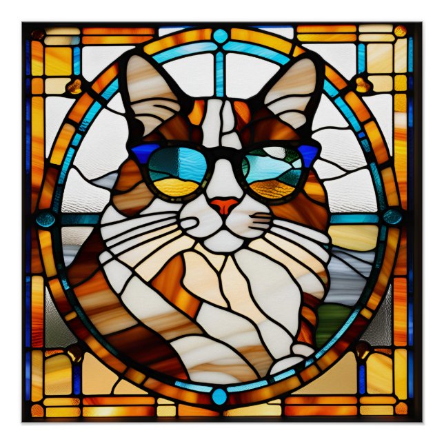 Pôster Calico Cat StainGlass (Frente)