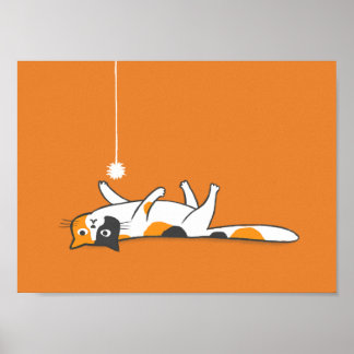 Poster Calico preguiçoso com brinquedo | Gato Gatinho Eng