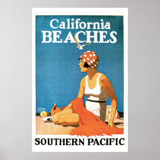 Pôster California Beaches Viagens vintage