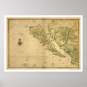 Pôster Califórnia como uma ilha 1650