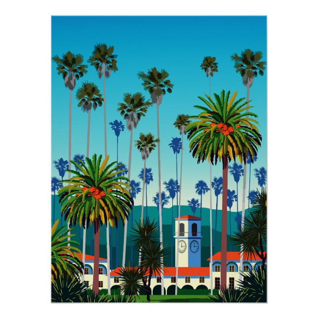 Pôster California Dreaming: City Park com Palm Trees (Frente)
