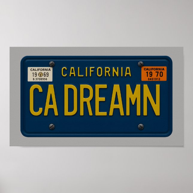 Poster California Dreaming - Retro 1969 License Plate Art (Frente)