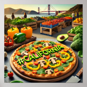 Poster California Farmers Market Veggie Pizza Design