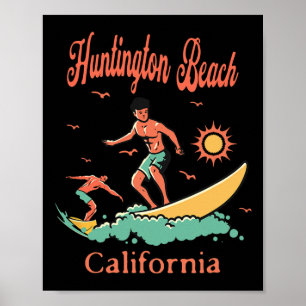Poster Califórnia Huntington Beach Ca Surfista Surfe Peix