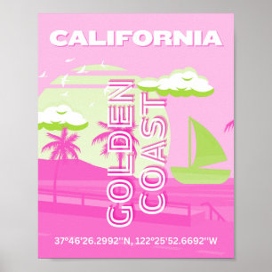 Poster Califórnia, Los Angeles, Viagem Art, Preppy, rosa