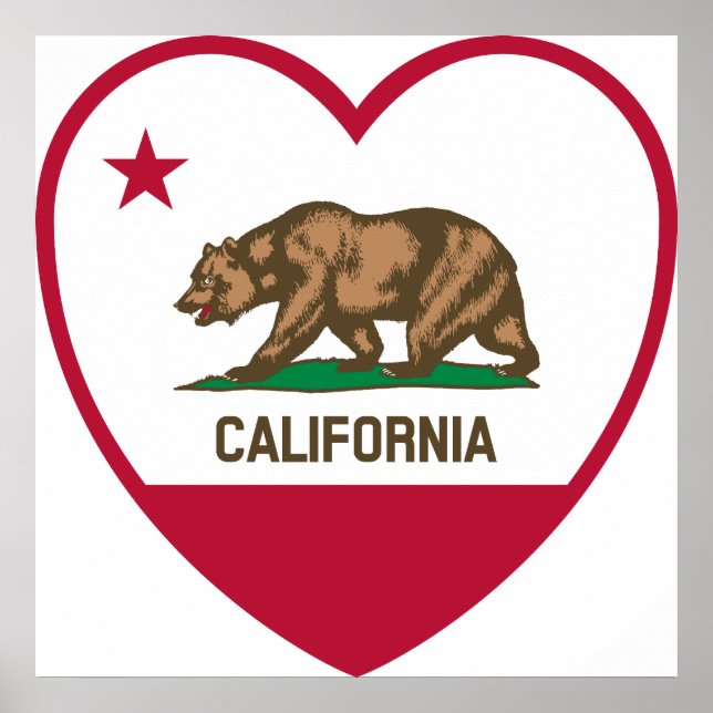 Pôster California Love - California Flag Heart (Frente)