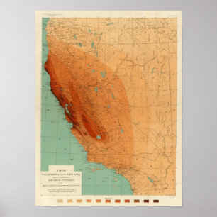 Poster Califórnia, Nevada que mostra a intensidade