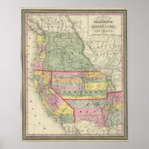 Pôster Califórnia, Oregon, Utá, New mexico 3