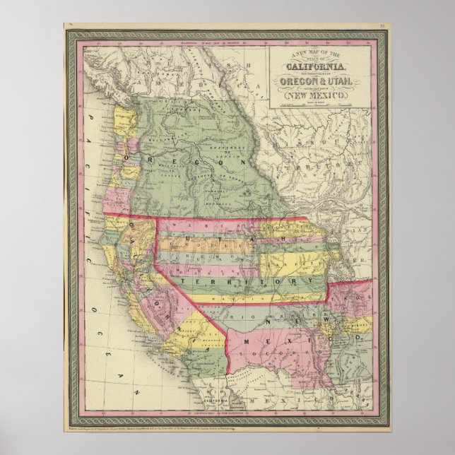 Pôster Califórnia, Oregon, Utah, Novo México 3 (Frente)