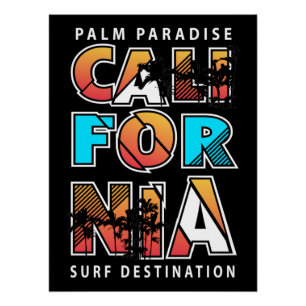 Pôster California Palm Paradise: Um Sonho de Surf