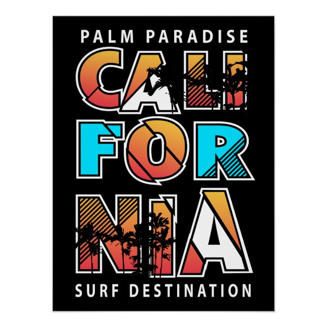 Pôster California Palm Paradise: Um Sonho de Surf (Frente)