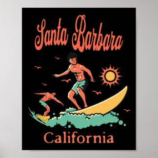Poster California Santa Rra Ca Surfer Surfing Beach Vacat