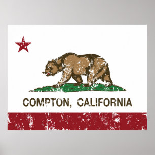 Pôster California State Flag Compton